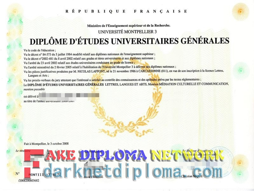 Buy Fake Université Montpellier 3 DEUG Degree: A Comprehensive Guide