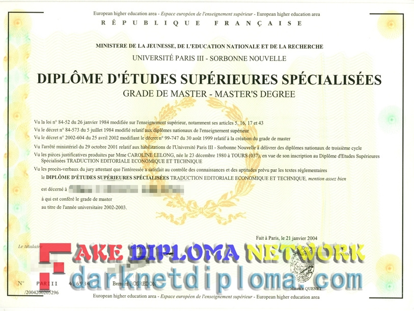 How to Order a Fake Université Paris III (DESS) Degree: A Step-by-Step Guide